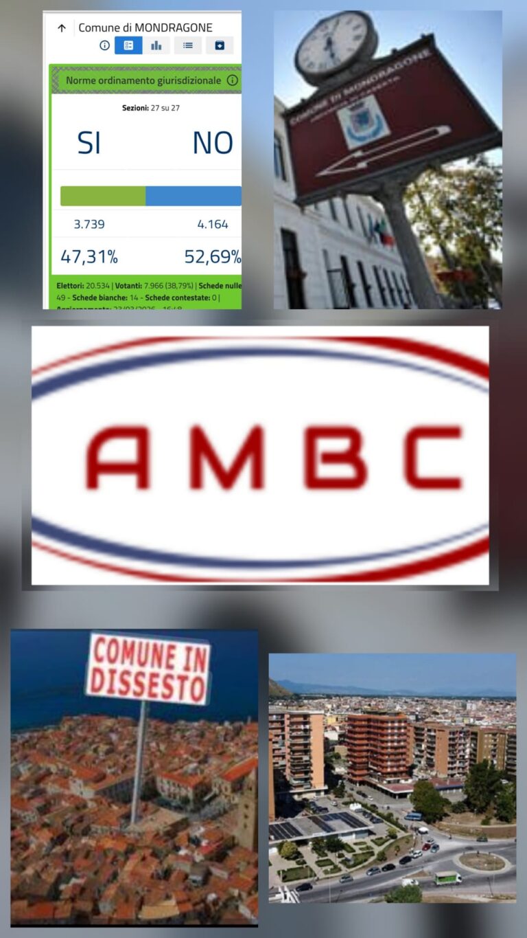 Logo Comunicato Stampa AMBC-A Mondragone non si vota più- 02 04 2026