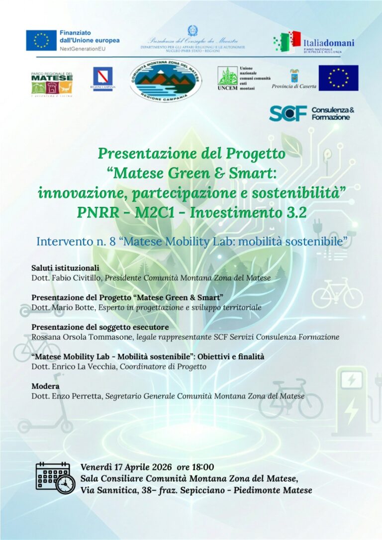 locandina presentazione progetto Green Community Matese MobilityLab