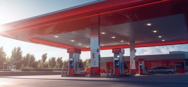 Modern gas station outdoor